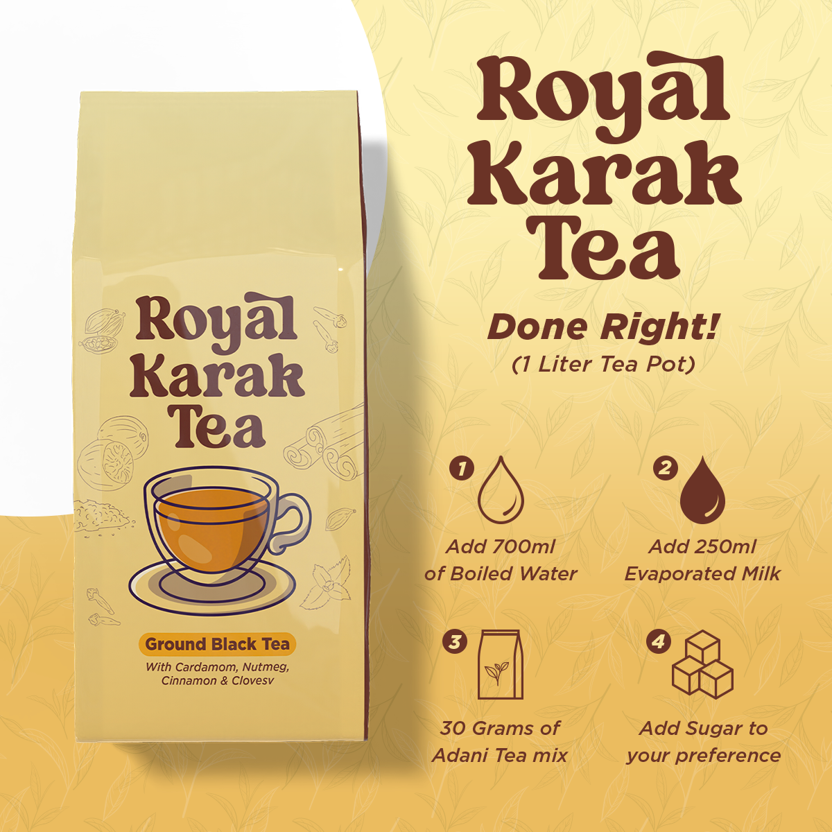 Premium Adeni Tea (Karak Chai) 1 lb -Authentic Spiced Tea Blend with Cinnamon, Cardamom & Cloves
