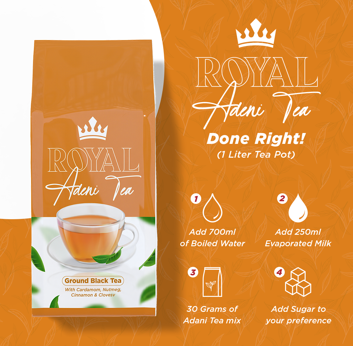 Premium Adeni Tea (Karak Chai) 1 lb - Authentic Spiced Tea Blend with Cinnamon, Cardamom & Cloves